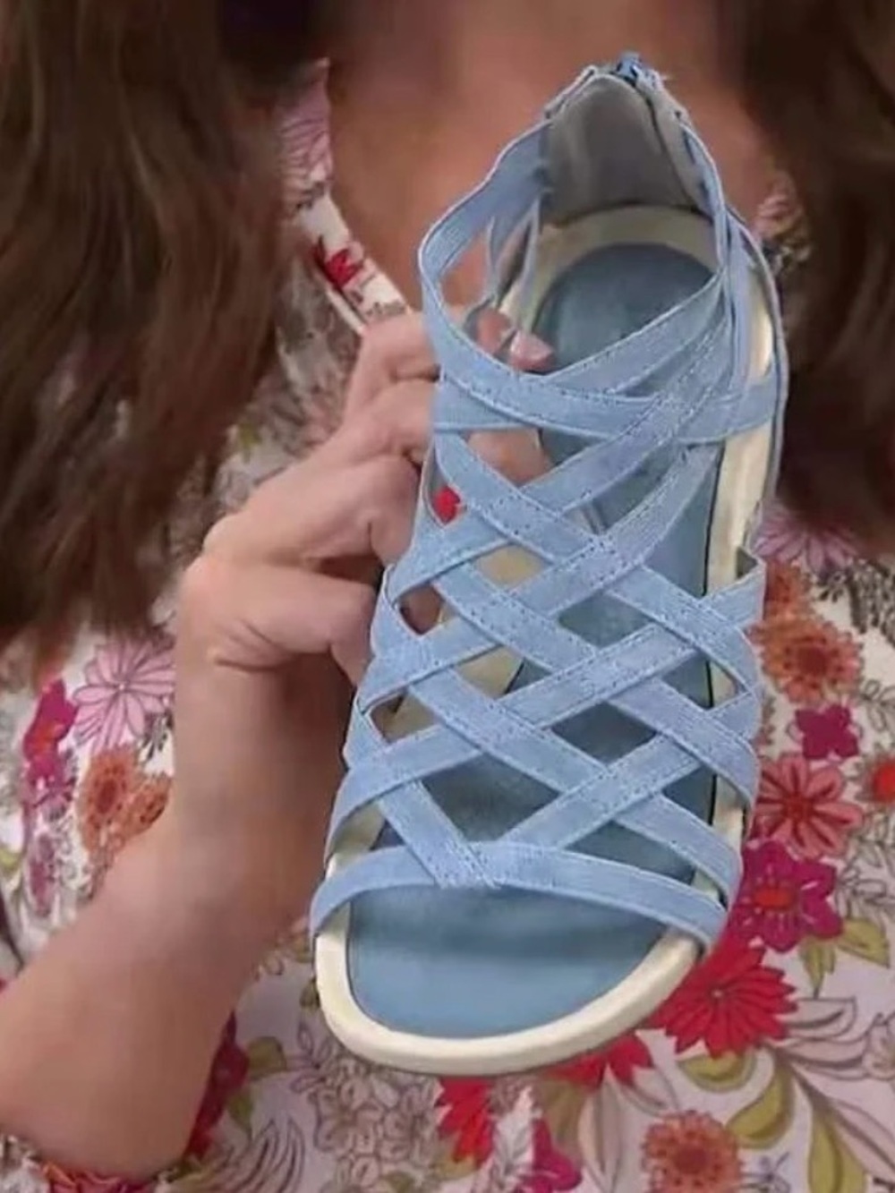 BareTraps Women's Light Blue Crisscross Strappy Sandal